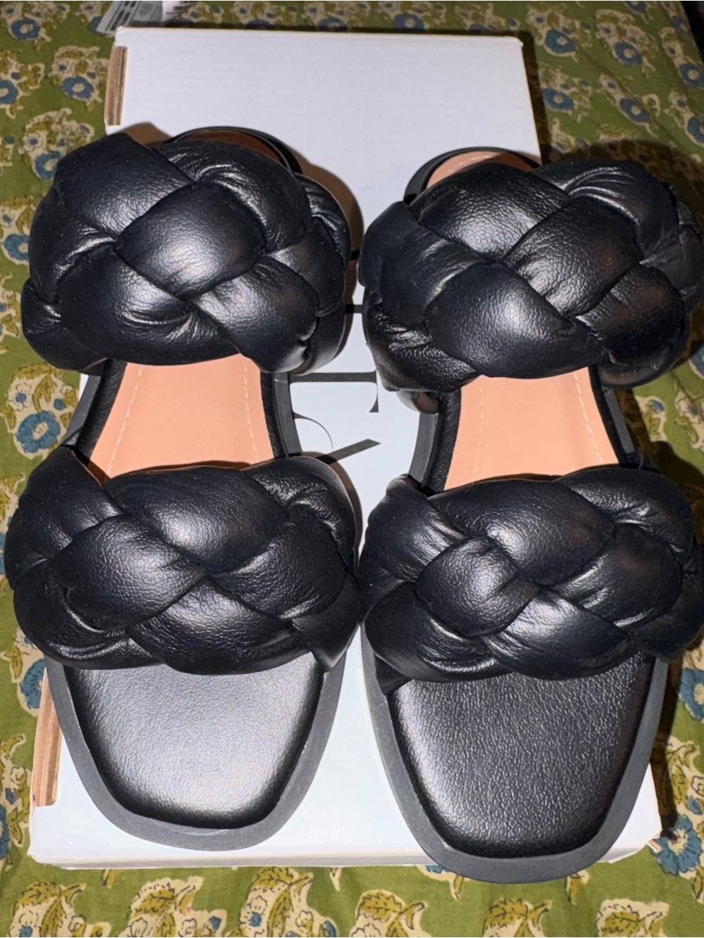 Alta Odette Black Braided Slide Sandals in Black EU 35